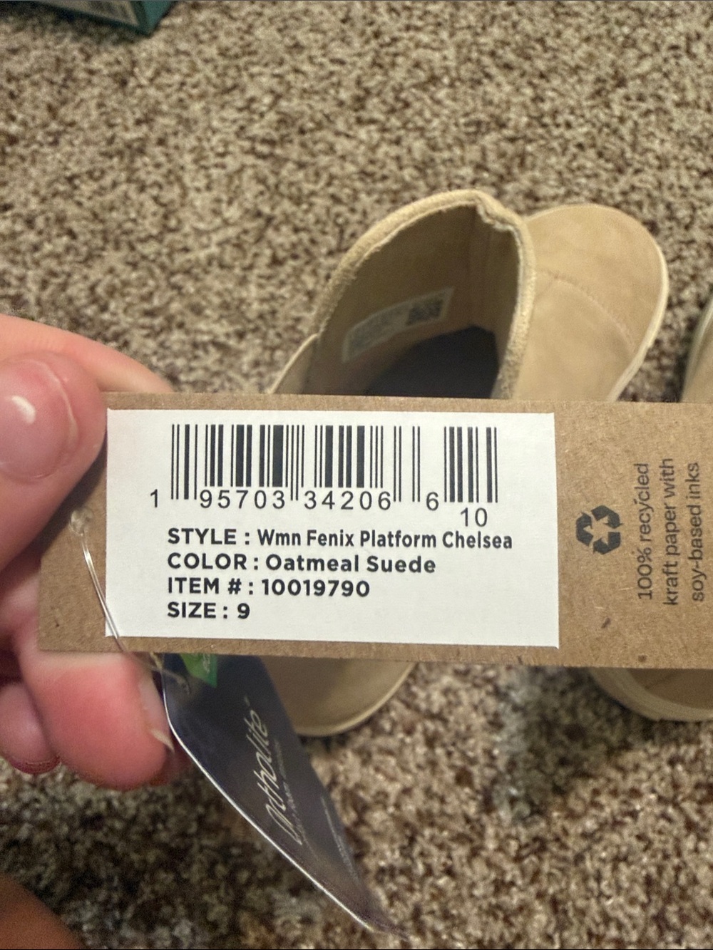 TOMS Oatmeal Suede Slip-On Platforms